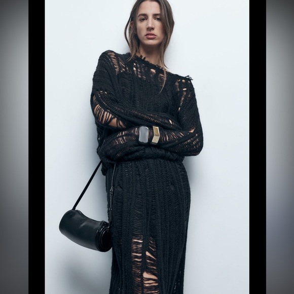 Zara knitted pull over black long sleeve nwt - Picture 1 of 10